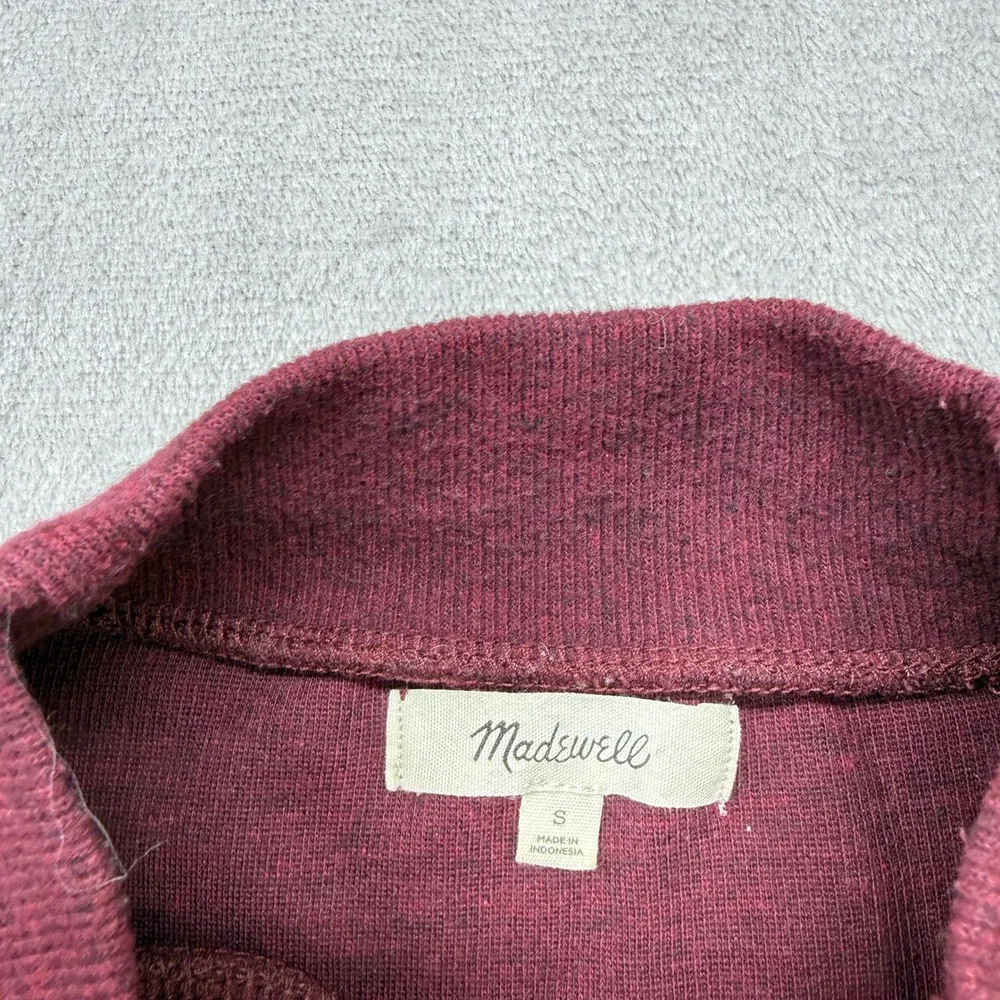 Madewell Shirt Women's Small Mockneck Puff‎ Sleeve Top Burgundy Knit Long Sleeve